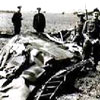 British soldiers collect the wreckage of Hess's Messerschmitt 110 after his parachute descend over Scotland. 