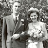 Click for larger image. Ann and her husband Jack Johnston at their wedding in 1947. 