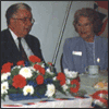 Click image for larger view of entire group. Doris Lloyd and N.B. Lt. Gov. Gilbert Finn at a War Brides Reunion in the early 1990s. Photo courtesy of Doris Lloyd. 