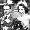 Click for larger image. Peggy (Bord) Pittman and her first husband on their wedding day in Putney. 