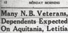 Headline from the Telegraph Journal, May 20, 1946, announcing the arrival of the SS Aquitania.